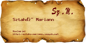 Sztahó Mariann névjegykártya