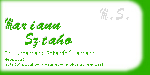 mariann sztaho business card